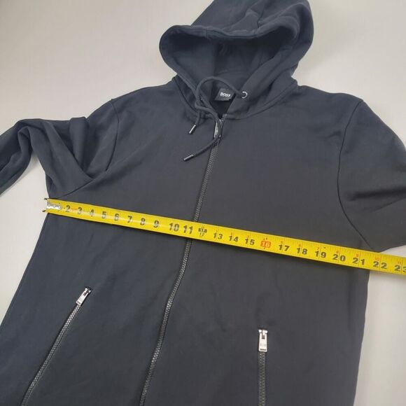 Hugo Boss Hoodie Mens XXL Black Patch Logo Hoody Boss Full Zip Jacket‎ - Picture 6 of 13